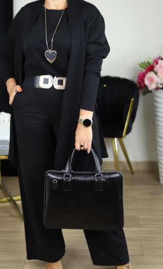 Elegant 3-piece set consisting of a longline cardigan, top, and pants