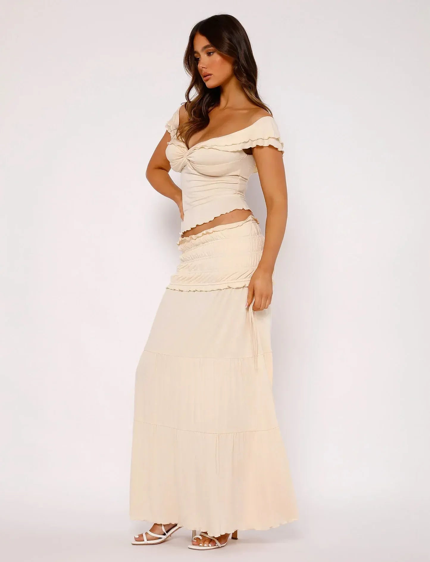 Paula | Boho Set with Ruffled Top and Maxi Skirt