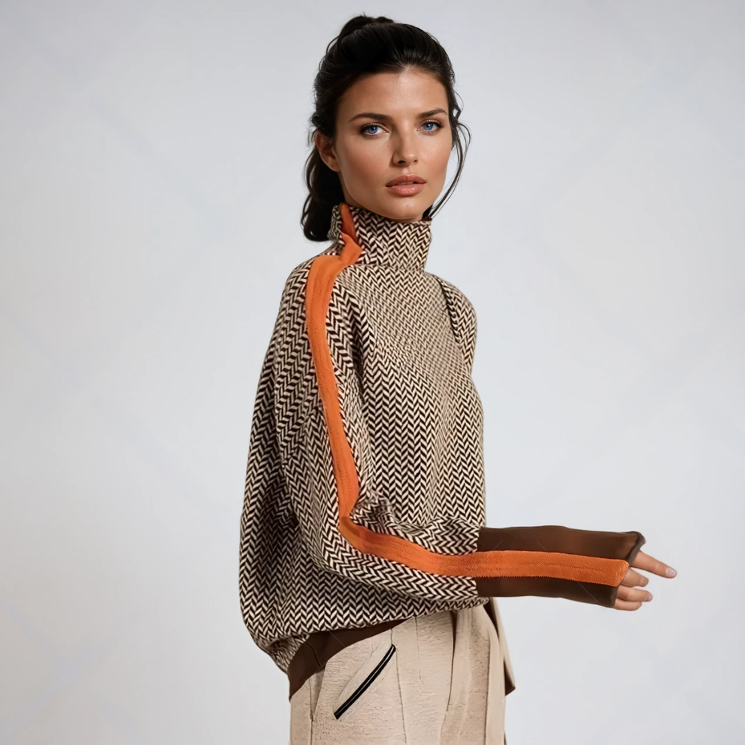 Amy | Crew neck sweater with striking contrasting stripes