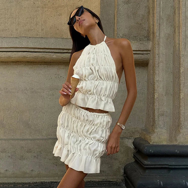 Alanna | Set with Pleated Back and Backless Design